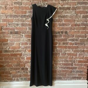 Lauren Ralph Lauren Formal Black Gown with White Ruffle